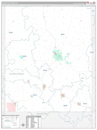 Winneshiek County, IA Classic style ZIP Code wall map