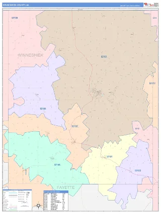 Winneshiek County, IA ColorCast style ZIP Code wall map