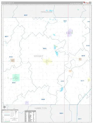 Wright County, IA Classic style ZIP Code wall map