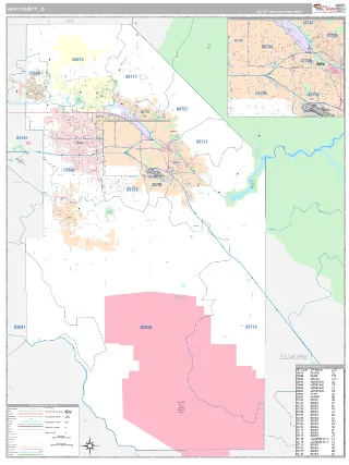 Ada County, ID Classic style ZIP Code wall map