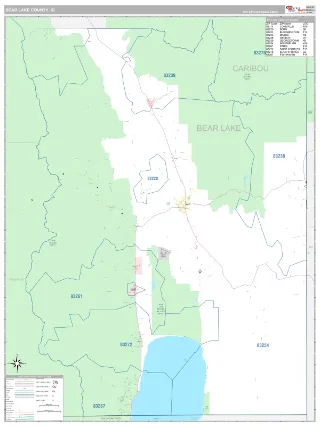 Bear Lake County, ID Classic style ZIP Code wall map