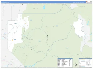 Boise County, ID Business Reference style ZIP Code wall map