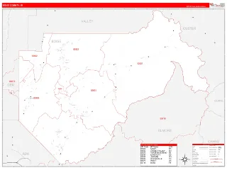 Boise County, ID RedLine style ZIP Code wall map