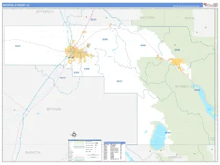Bonneville County, ID Business Reference style ZIP Code wall map