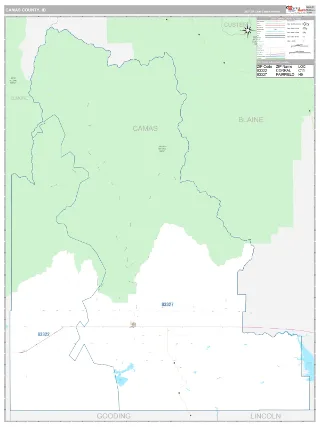 Camas County, ID Classic style ZIP Code wall map