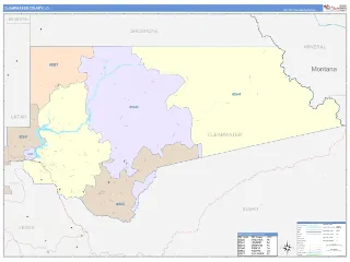 Clearwater County, ID ColorCast style ZIP Code wall map
