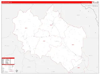 Custer County, ID RedLine style ZIP Code wall map
