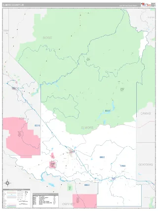 Elmore County, ID Classic style ZIP Code wall map
