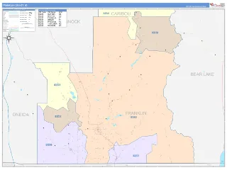 Franklin County, ID ColorCast style ZIP Code wall map