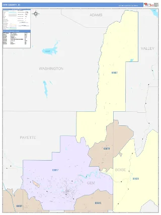 Gem County, ID ColorCast style ZIP Code wall map