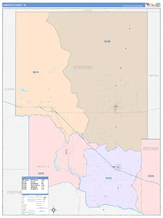 Gooding County, ID ColorCast style ZIP Code wall map
