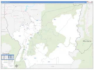 Idaho County, ID Business Reference style ZIP Code wall map