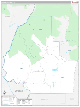 Washington County, ID Classic style ZIP Code wall map