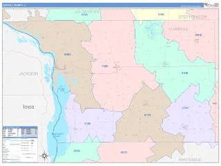 Carroll County, IL ColorCast style ZIP Code wall map