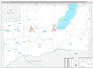 Clinton County, IL Classic style ZIP Code wall map