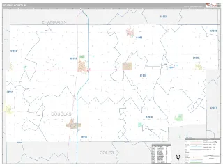 Douglas County, IL Classic style ZIP Code wall map