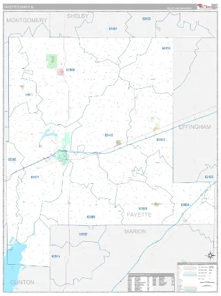 Fayette County, IL Classic style ZIP Code wall map