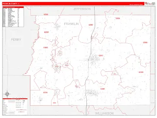 Franklin County, IL RedLine style ZIP Code wall map