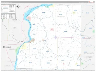 Hancock County, IL Classic style ZIP Code wall map