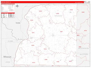Hancock County, IL RedLine style ZIP Code wall map