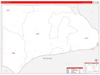 Hardin County, IL RedLine style ZIP Code wall map