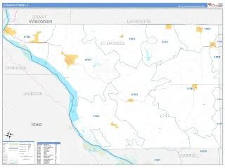 Jo Daviess County, IL Business Reference style ZIP Code wall map