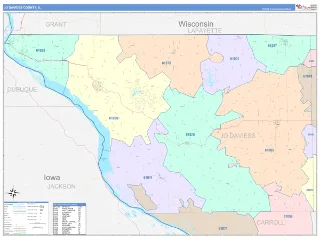 Jo Daviess County, IL ColorCast style ZIP Code wall map