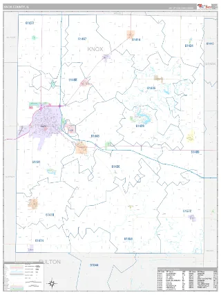 Knox County, IL Classic style ZIP Code wall map