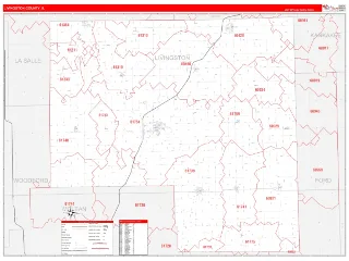 Livingston County, IL RedLine style ZIP Code wall map