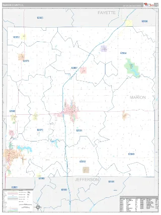 Marion County, IL Classic style ZIP Code wall map