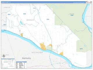 Massac County, IL Business Reference style ZIP Code wall map