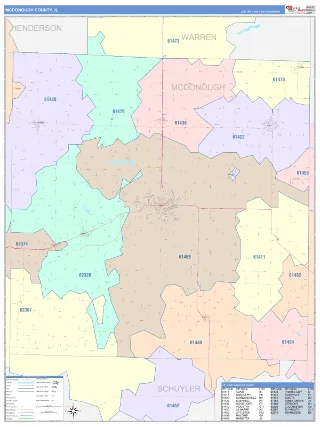 McDonough County, IL ColorCast style ZIP Code wall map