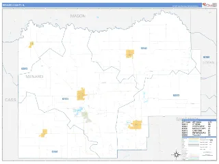 Menard County, IL Business Reference style ZIP Code wall map