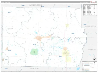Perry County, IL Classic style ZIP Code wall map