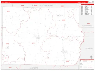 Perry County, IL RedLine style ZIP Code wall map