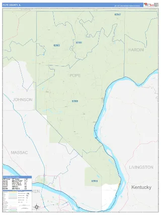 Pope County, IL Business Reference style ZIP Code wall map