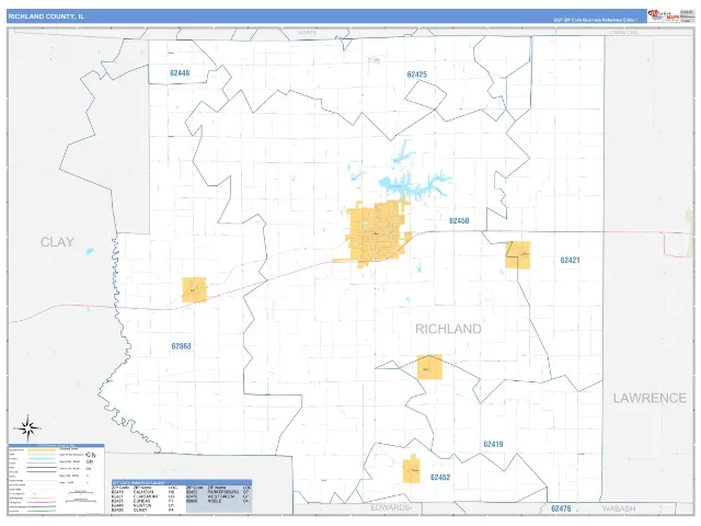 Richland County, IL ZIP Code Wall Map, Business Reference style