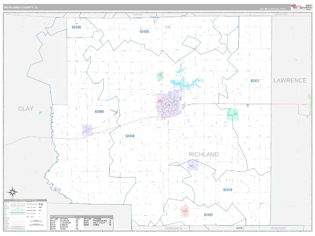 Richland County, IL ZIP Code Wall Map, Classic style