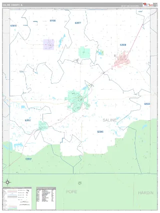 Saline County, IL Classic style ZIP Code wall map