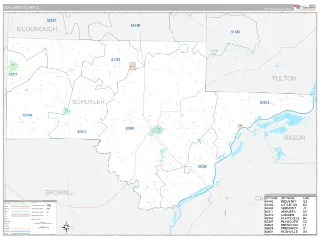 Schuyler County, IL Classic style ZIP Code wall map