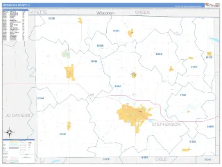 Stephenson County, IL Business Reference style ZIP Code wall map