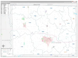 Stephenson County, IL Classic style ZIP Code wall map