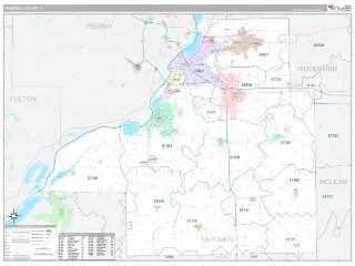 Tazewell County, IL Classic style ZIP Code wall map
