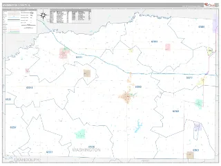 Washington County, IL Classic style ZIP Code wall map