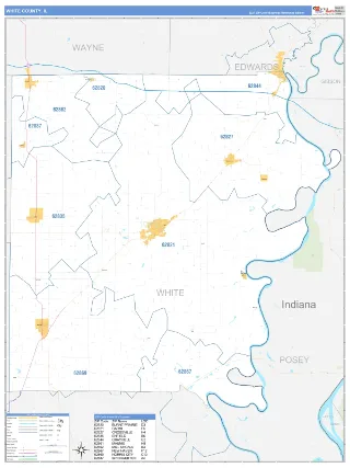 White County, IL Business Reference style ZIP Code wall map