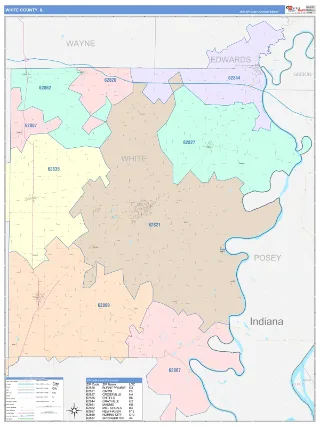 White County, IL ColorCast style ZIP Code wall map