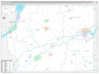 Whiteside County, IL Classic style ZIP Code wall map
