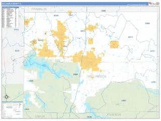 Williamson County, IL Business Reference style ZIP Code wall map