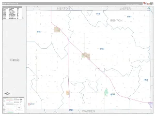 Benton County, IN Classic style ZIP Code wall map
