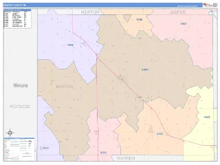 Benton County, IN ColorCast style ZIP Code wall map